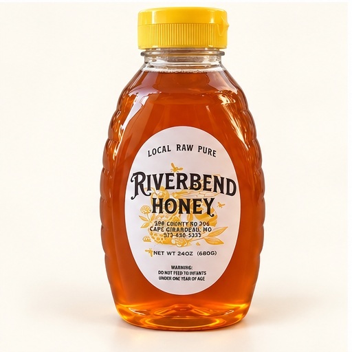Riverbend Honey pint squeeze bottle 24 oz